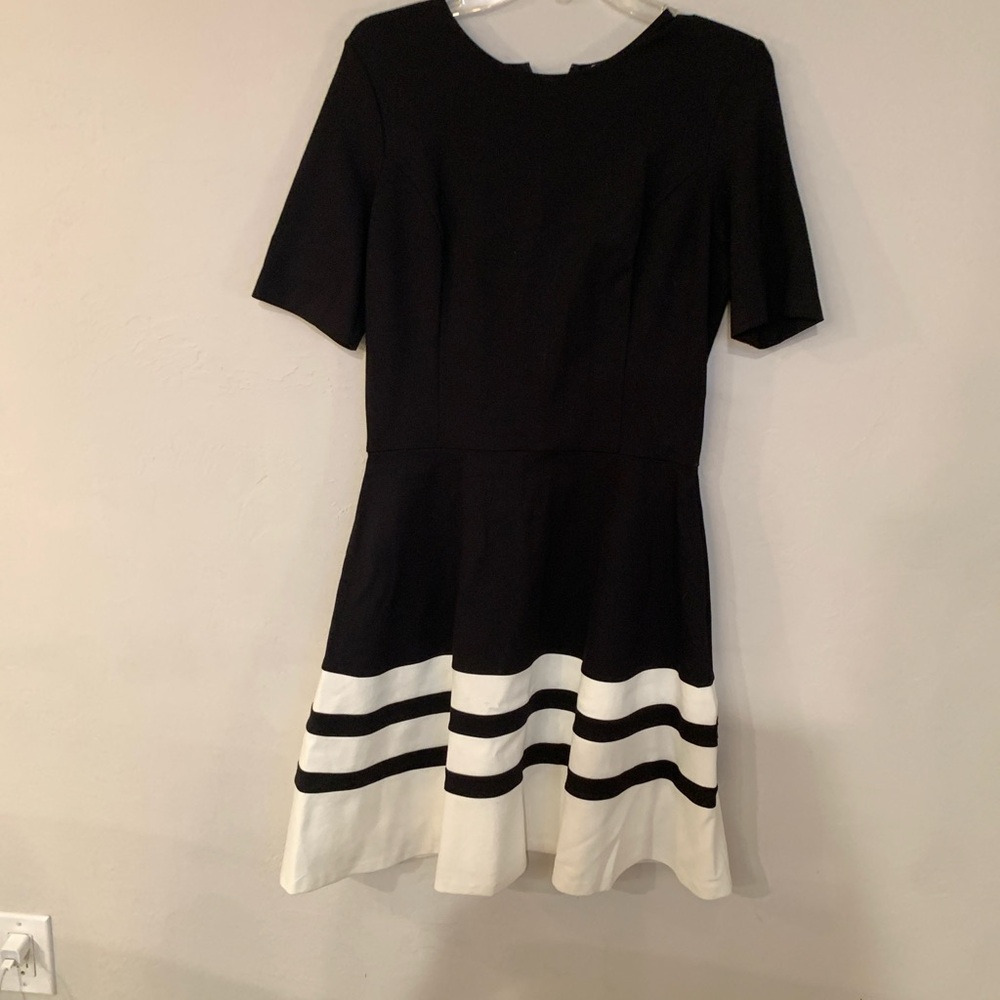 love...ady Black and White Striped Hem Fit-and-Flare Midi Dress XL no flaws